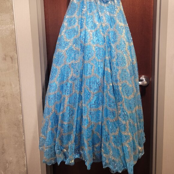 Tony Bowls 112547 Turquoise Sequin Size 2 Prom Dress - Picture 3 of 8